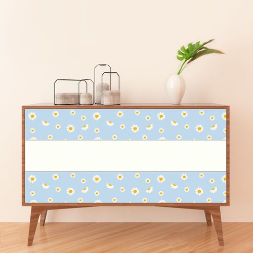 Plástico Adesivo Para Decoração Leotack Soul Garden Margarida Azul 45Cmx10M 80 Mic Rolo Leoarte