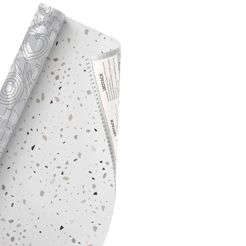 Plástico Adesivo Para Decoração Leotack Terrazo Cinza 45Cmx10M 80 Mic Rolo Leoarte