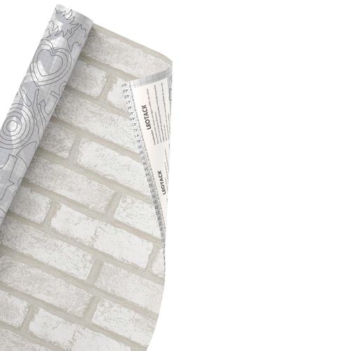 Plástico Adesivo Para Decoração Leotack Tijolo Branco 45Cmx10M 80 Mic Rolo Leoarte