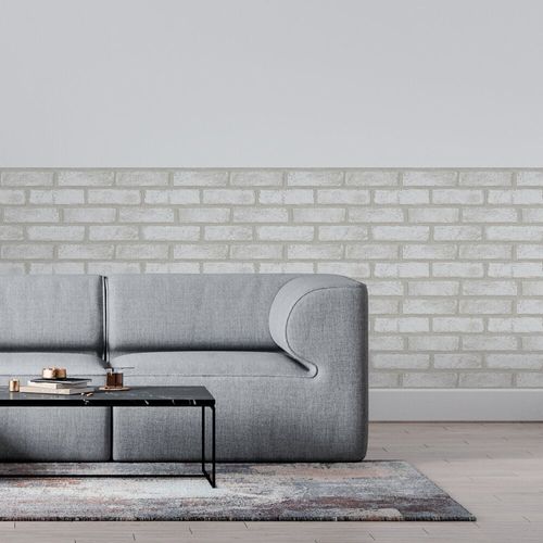 Plástico Adesivo Para Decoração Leotack Tijolo Branco 45Cmx10M 80 Mic Rolo Leoarte