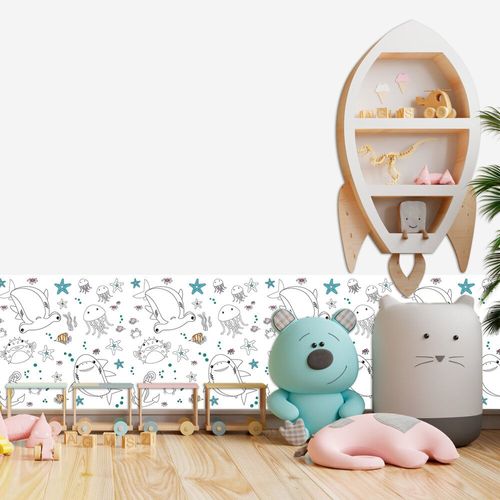 Plástico Adesivo Para Decoração Leotack Para Colorir Fúndo Do Mar 45Cmx10M 80 Mic Rolo Leoarte