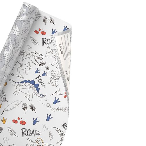 Plástico Adesivo Para Decoração Leotack Para Colorir Dino  45Cmx10M 80 Mic Rolo Leoarte