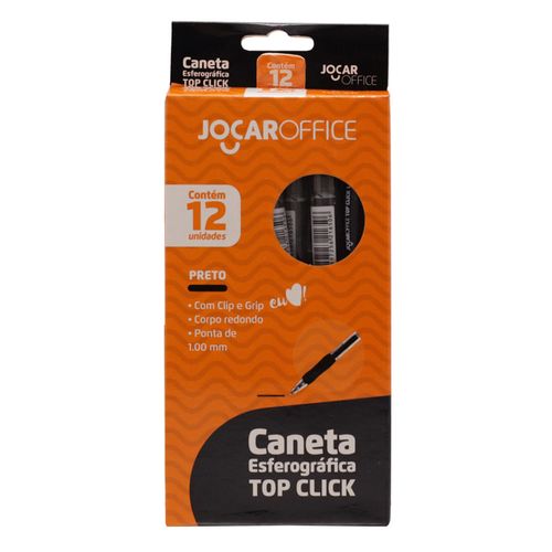 Caneta Esferog. Top Click/Grip Pt 1.0Mm Tinta Gel Cx/12Und Jocar Office