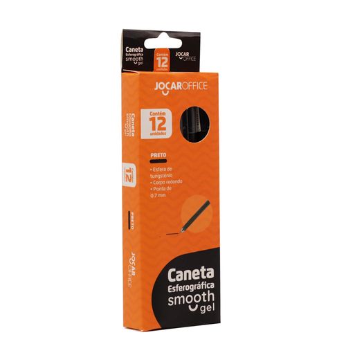 Caneta Esferog.Smoothgel Preto 0.7Mm Cx/12Und Jocar Office