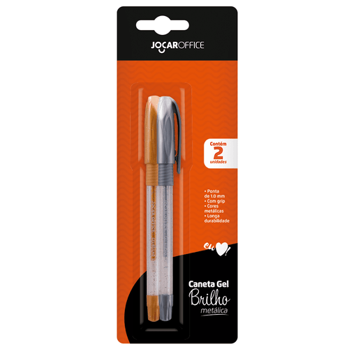 Caneta Esf.Gel Brilho Ponta Media 1.0Mm Dour/Prata Cx/12 Bl.C/2Unid J