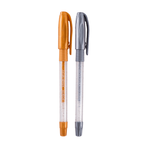 Caneta Esf.Gel Brilho Ponta Media 1.0Mm Dour/Prata Cx/12 Bl.C/2Unid J