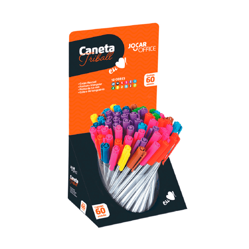 CANETA ESF.TRIBALL PONTA MEDIA 1.0MM DISPLAY/60 UND JOCAR OFFICE