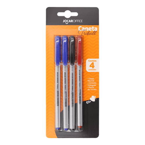 Caneta Esf.Triball Ponta Media 1.0Mm Blister Cx/12Bl.C/4Unid Jocar Office