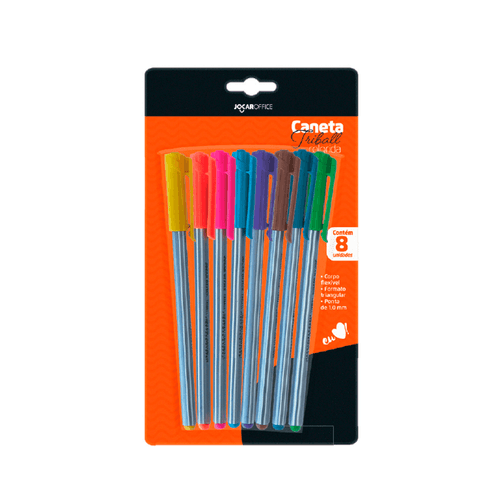 Caneta Esf.Triball Ponta Media 1.0Mm  8 Cores Cx/6  Bl.C/8Unid Jocar Office