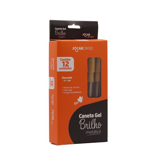 Caneta Esf.Gel Brilho Ponta Media 1.0Mm Ouro Cx/12Unid Jocar Office