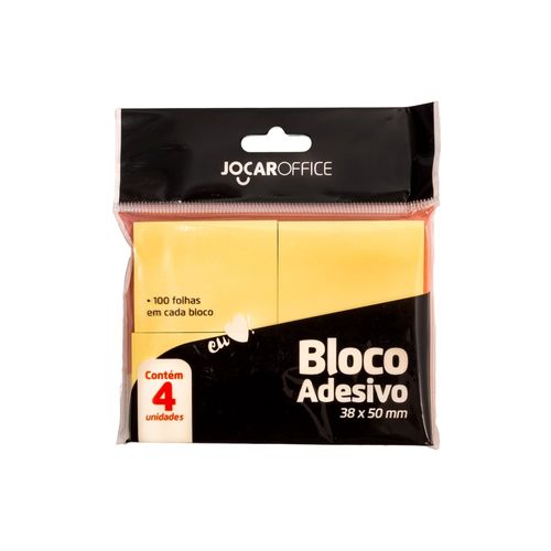 Bloco Adesivo Amarelo 38Mmx50Mm Blister/4Blocos Jocar Office