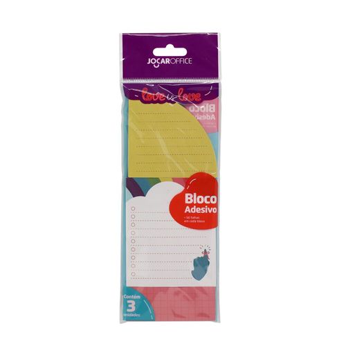 Bloco Adesivo Love Is Love Blister C/3 Blocos Diferentes Jocar Office