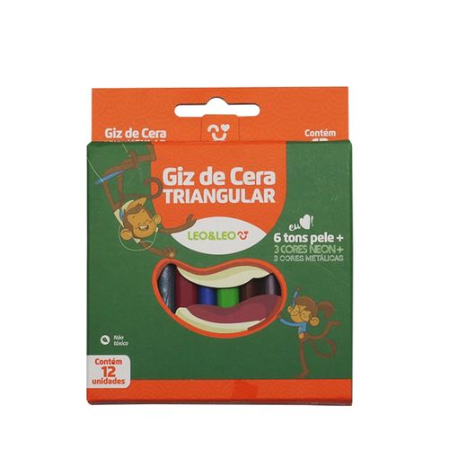 Giz De Cera 12 Cores Triangular Color/Neon/Metalico Pct/12 Und Leoeleo