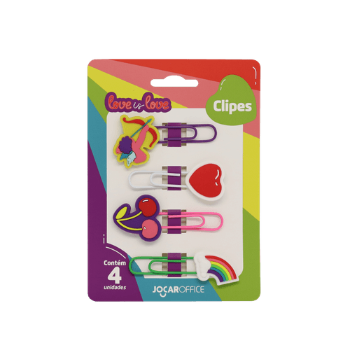 Clipes Love Is Love Cupido 5 Cm Blister C/ 4 Und Jocar Office