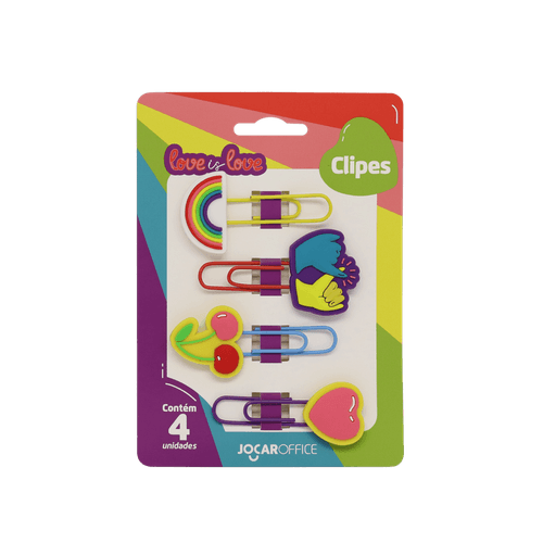 Clipes Love Is Love Maos 5 Cm Blister C/ 4 Und Jocar Office