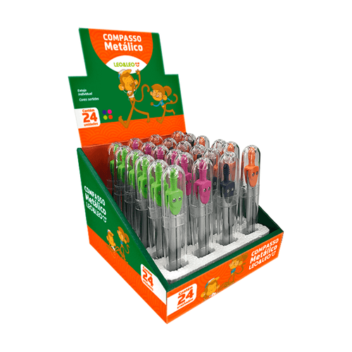 Compasso Escolar Metal Display/24 Und Leoeleo