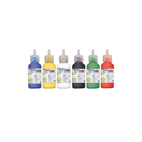 Cola Colorida 20G 6 Cores Pct/8Cx Leoarte
