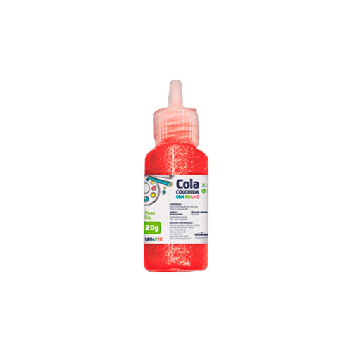 Cola Com Brilho 20G Vermelho Pct/6 Tubos Leoarte