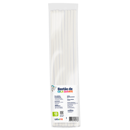 Cola Quente Bastao Silicone Fina Pct / 10 Bastoes Leoarte