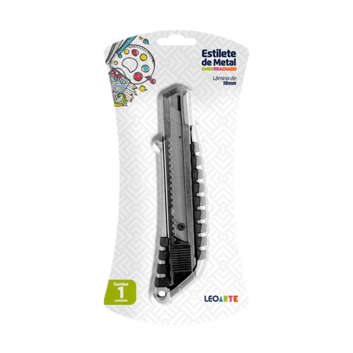 Estilete Largo Metal Emborrachado 18Mm Blister Und Leoarte