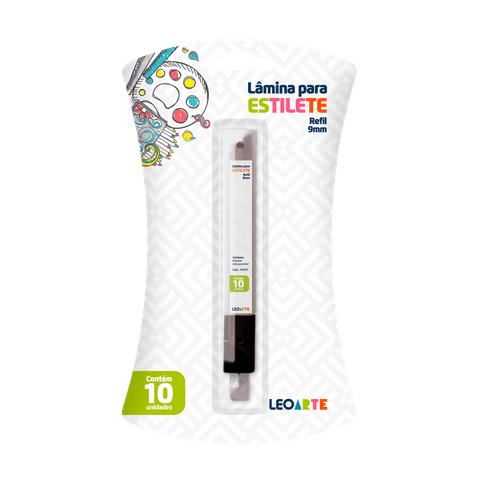 Lamina Estilete Estreito 9Mm Blister Com 10 Lâminas Leoarte