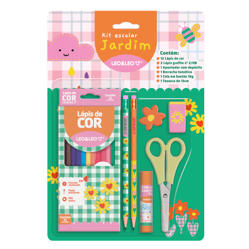 Kit Lápis De Cor 12 Cores Jardim C/ 6 Kit Leoeleo