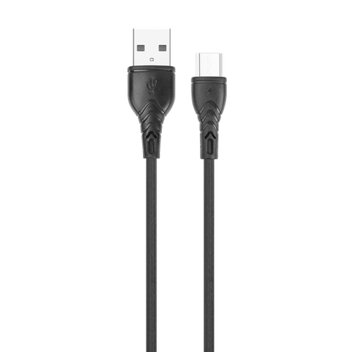 Cabo De Tecido Letron Micro Usb, Acabamento Em Alumínio, 1M - Preto Vq-D83