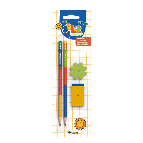Kit Lápis Hb Solar 2 Lápis/1 Apontador/1 Borracha Cx/24 Blister