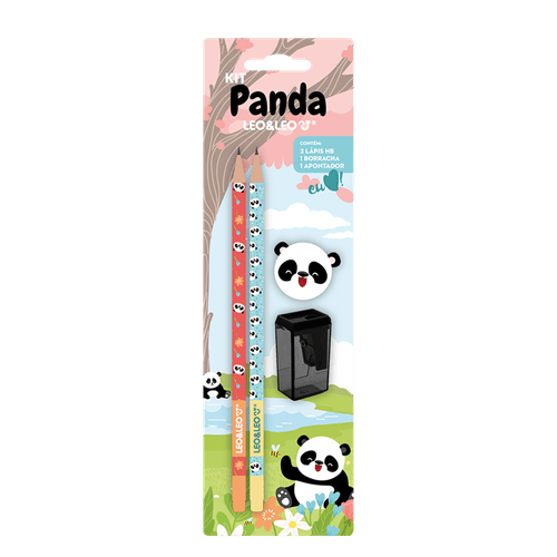 Kit Lápis Hb Panda  Lápis/Apontador/Borracha Cx C/24 Blisters Leoeleo