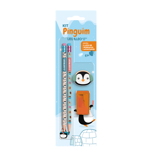 Kit Lápis Hb Pinguim Lápis/Apontador/Borracha   Cx C/24 Blisters Leoeleo