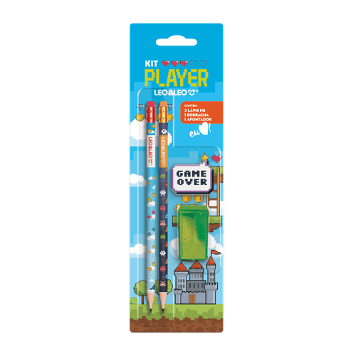 Kit Lápis Hb Player  Lápis/Apontador/Borracha Cx C/24 Blisters Leo E Leo