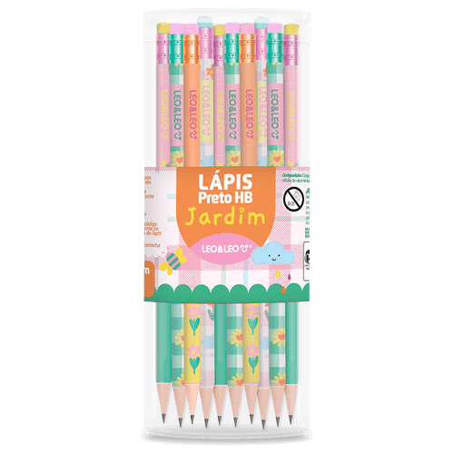 Lápis Grafite Hb Jardim C/ Borracha Pote C/ 72 Und Leoeleo