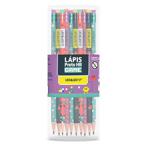 Lápis Grafite Hb Game C/ Borracha Pote C/ 72 Und Leoeleo