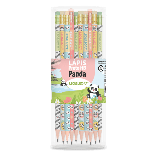 Lápis Grafite Hb  Panda C/Borracha Pote/72 Und Leoeleo