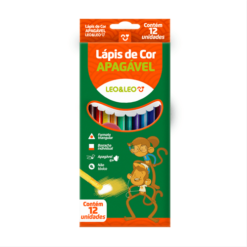 Lápis 12 Cores Apagavel Triangular Und Leoeleo