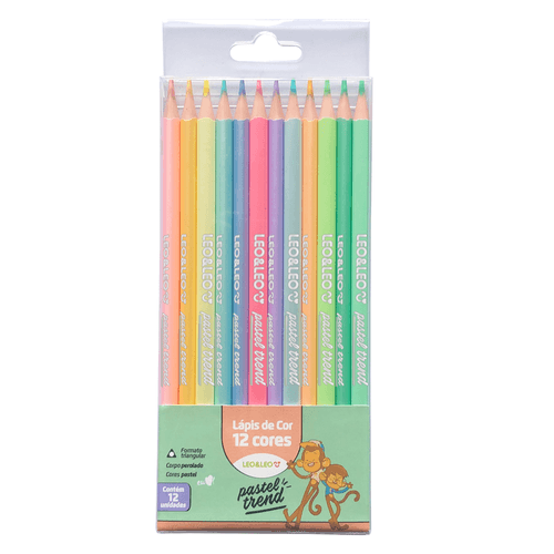 Lápis 12 Cores Pastel Trend Leoeleo