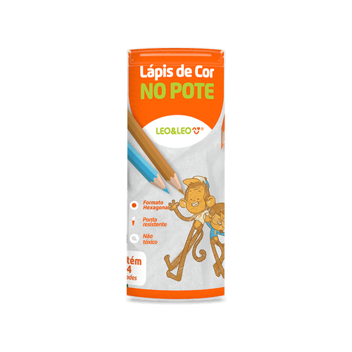 Lápis De Cor Pote 24 Cores Sextavado Leo E Leo