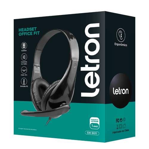 Headset Office Fit Estereo Driver 40 Mm Cabo 3M Preto Letron