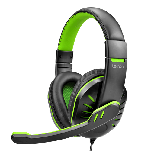 Headset Gamer Line Estéreo Driver 40 Mm Ergonomico Cabo 1.8M Preto E Verde Letron