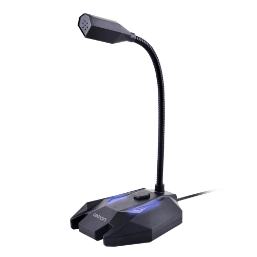 Microfone De Mesa Gamer Space Ship Articulado Led Rgb Tpe Fio 3M Letron