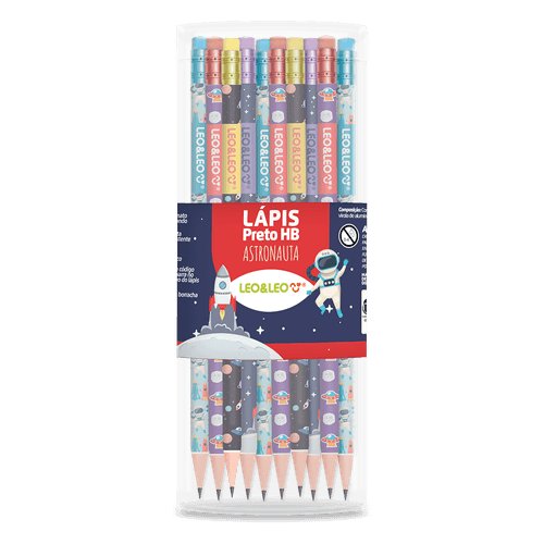 Lápis Grafite Hb Astronauta C/Borracha Pote/72 Und Leoeleo