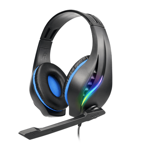 Headset Gamer Gank Preto E Azul Estereo Led Driver 40 Mm Cabo 3,5M Letron