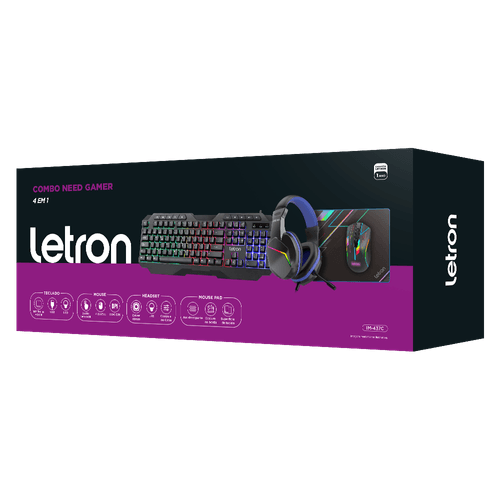 Combo Need Gamer Headset Mouse E Teclado Led Estereo Driver 40Mm Letron