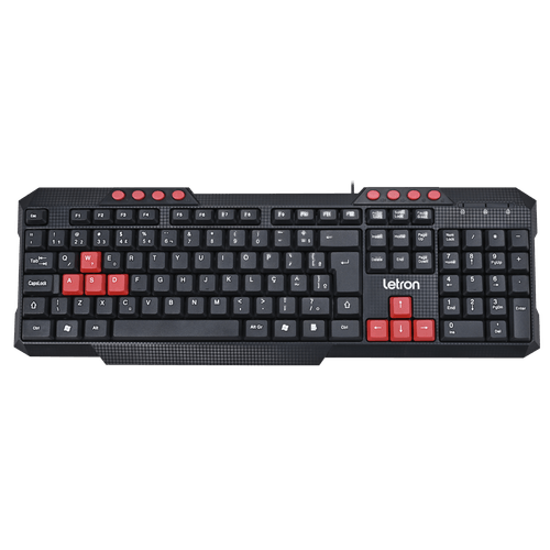 Teclado Gamer Player Vermelho Membrana Tecla Multimidia Ergonômico Letron