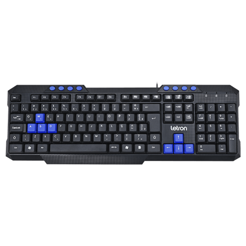 Teclado Gamer Player Azul Membrana Tecla Multimidia Ergonômico Letron