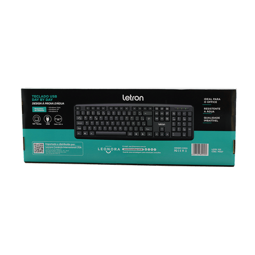 Teclado Padrão Ergonômico Modelo Abnt  Preto Day By Day Letron