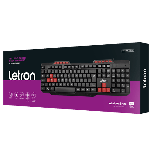 Teclado Gamer Geek Windows Lock Vermelho Letron