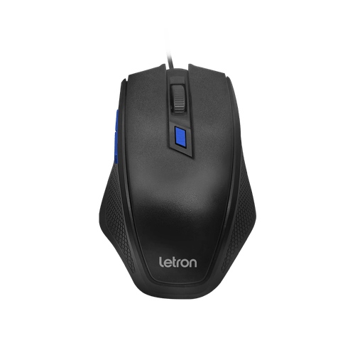 Mouse Optico Office Level Preto E Azul Fio Usb Letron