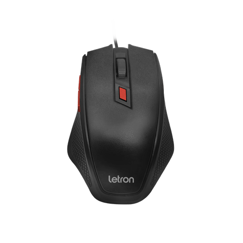 Mouse Optico Office Level Preto E Vermelho Fio Usb Letron