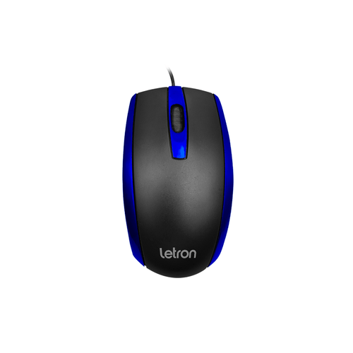 Mouse Optico Office Duo Preto E Azul Fio Usb Letron